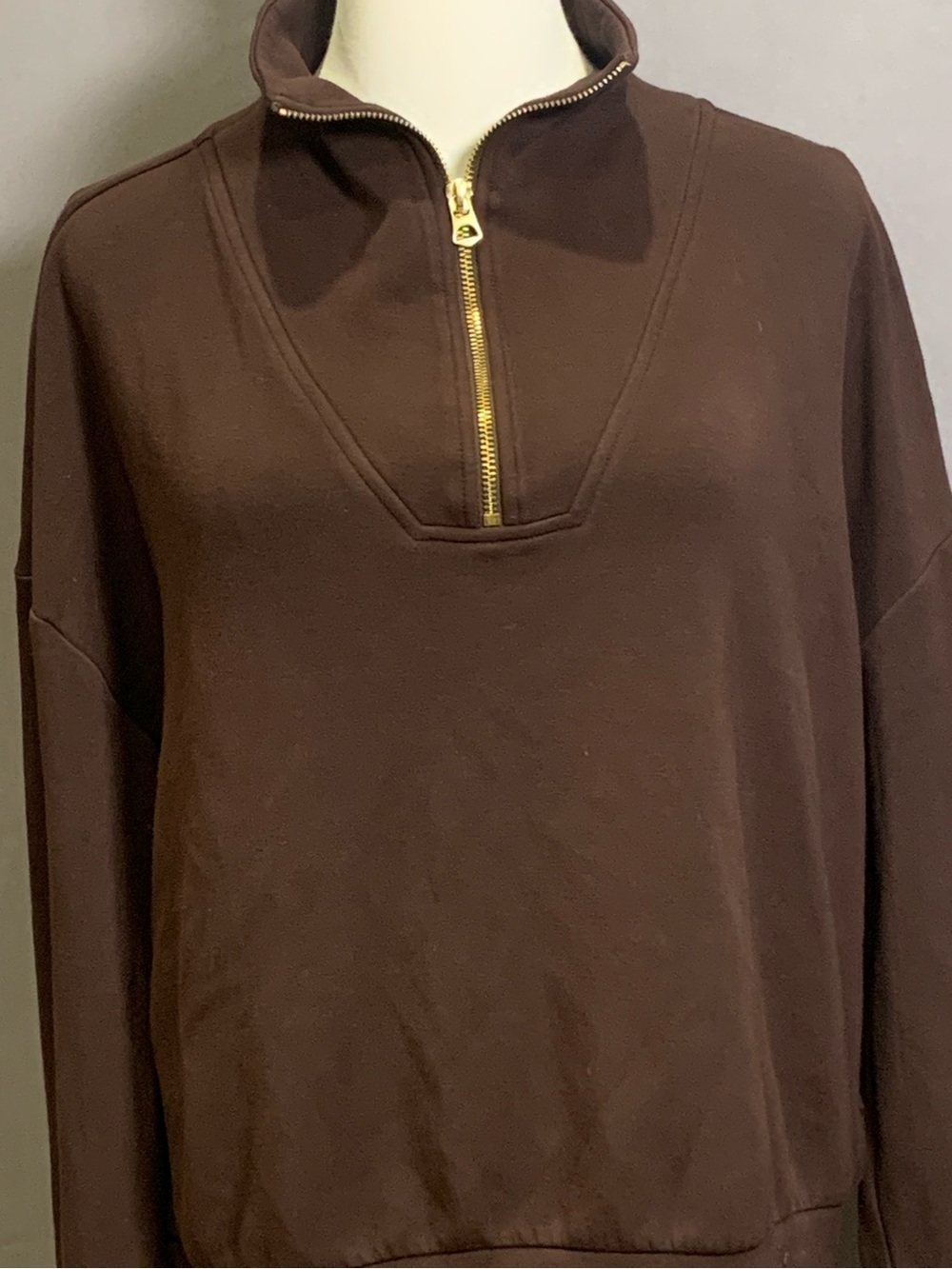 Varley Catherine Half Zip, Brown, Size S